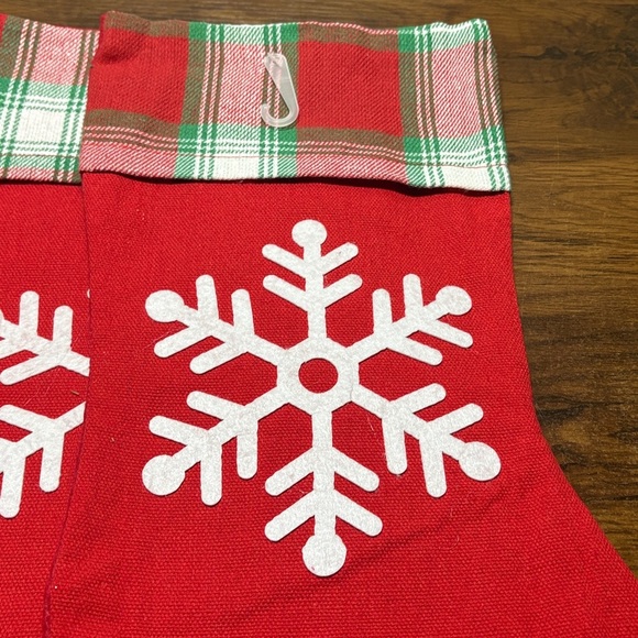 Red Christmas Stockings with Snowflake Design - Picture 2 of 3
